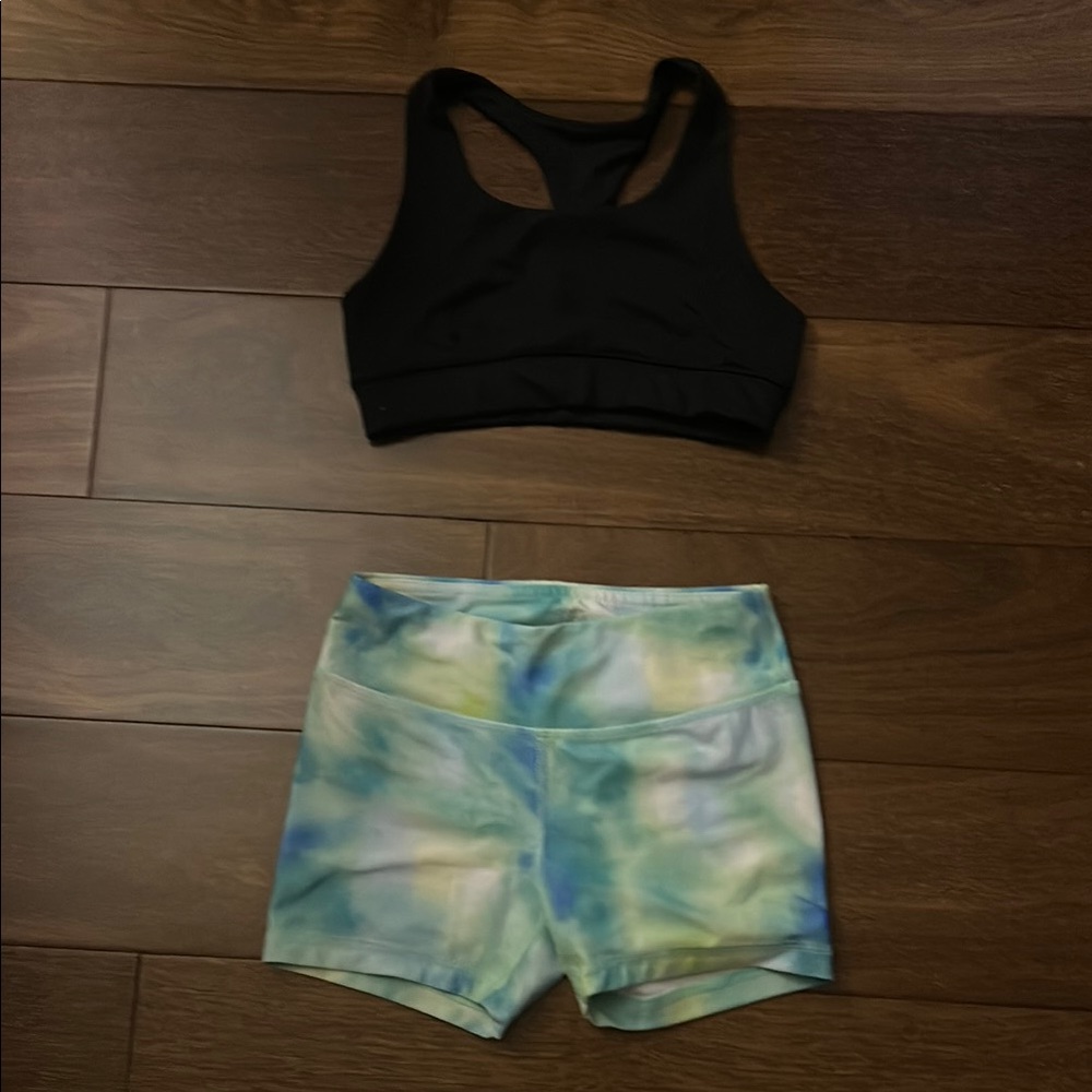 DSG Black Sports Bra and Tie-Dye Shorts Set